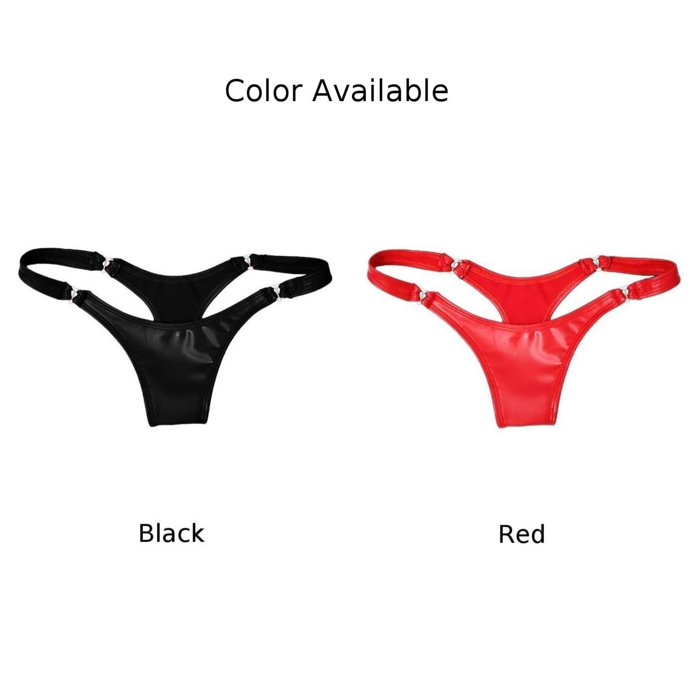 Red and Black Wet Look PVC Leather Thongs Gstring Panties Underwear Lingerie