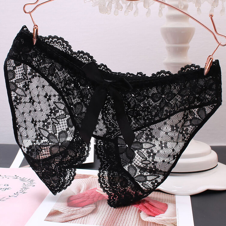 Sexy Women’s See Through Cheeky Panties Thongs Crotchles Lace Briefs Intimates