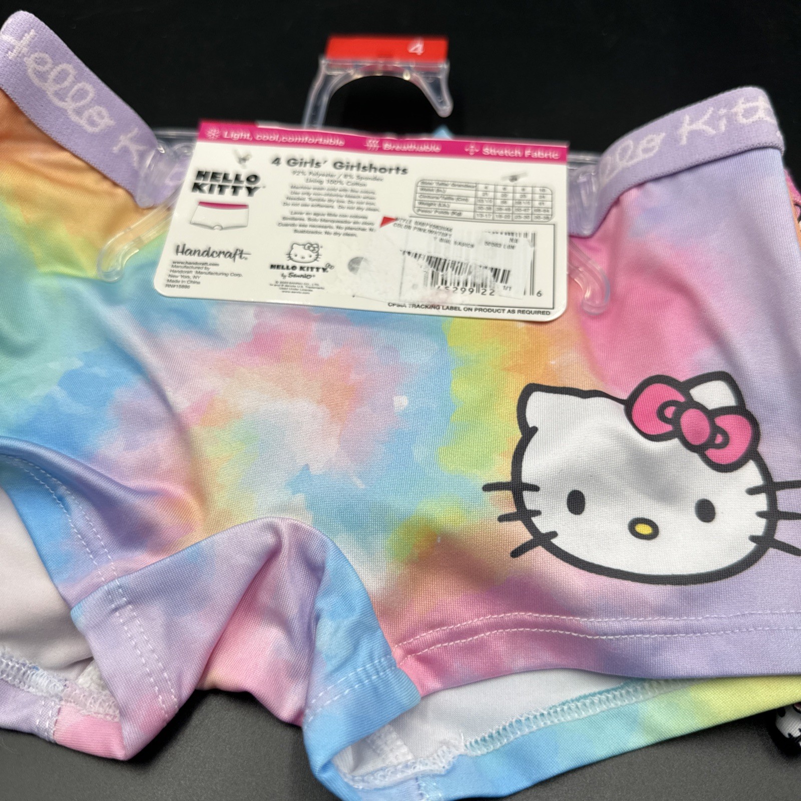 Vintage HELLO KITTY 4 PACK !!! PINK & PURPLE BOYSHORT PANTIES Size 4 Cartoon