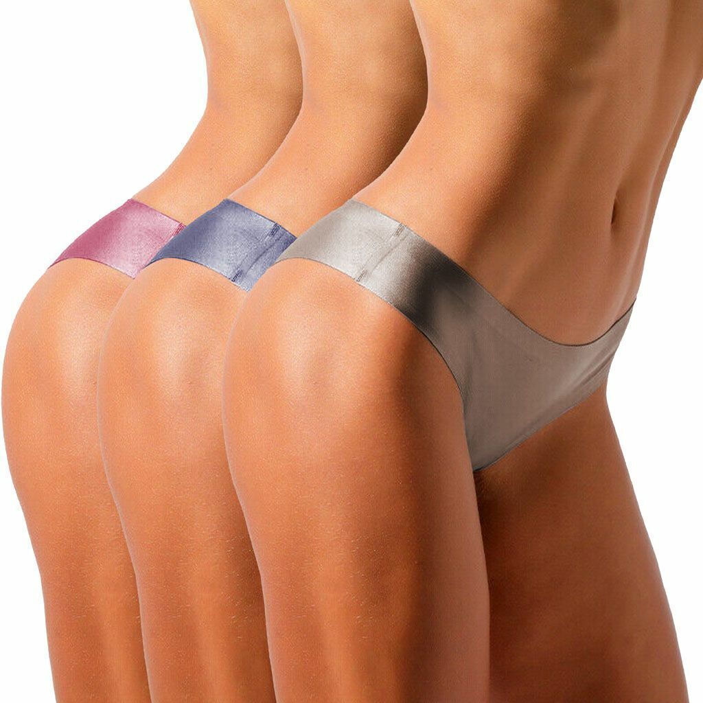 3X/6X Women Ice Silk G-string Briefs Panties Seamless Thongs Underwear Lingerie