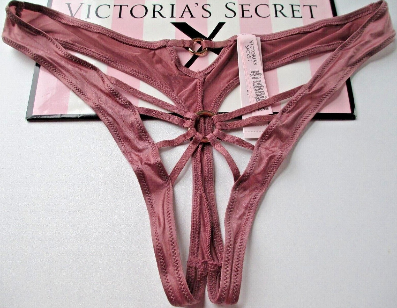 VICTORIA’S SECRET VERY SEXY High Leg Thong Panty VS Vintage Rose S M L Hardware