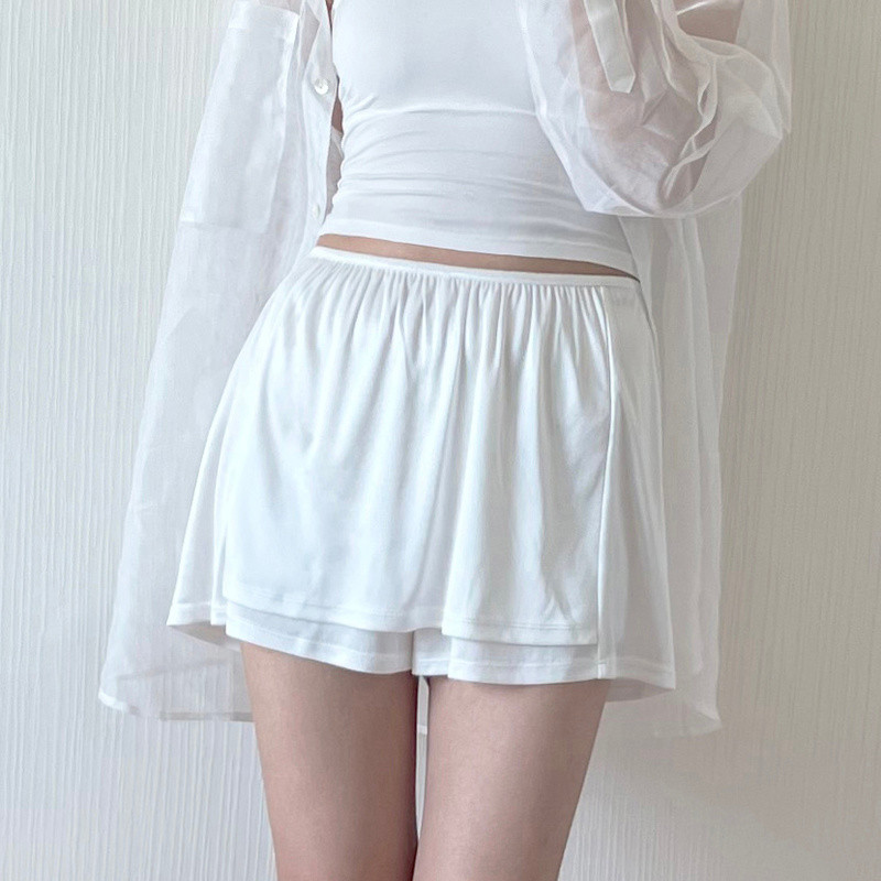 Lady Satin Faux Silk Shorts Underwear Safety Petticoat Seamless Culottes Soft
