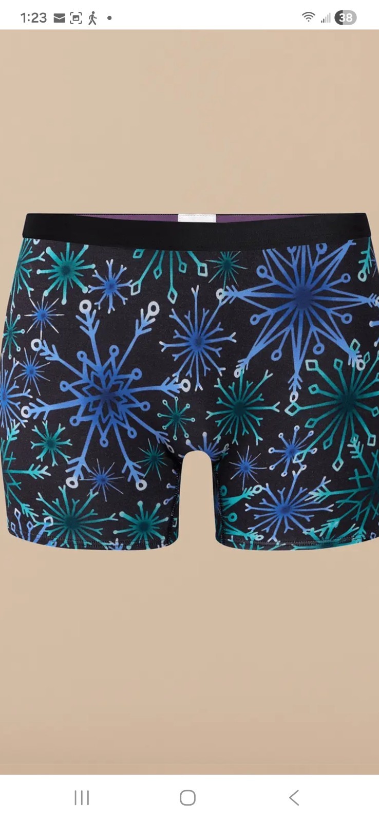 Snowfall W400-FKE-M Boyshort Panties Print Black Blue Green Size M