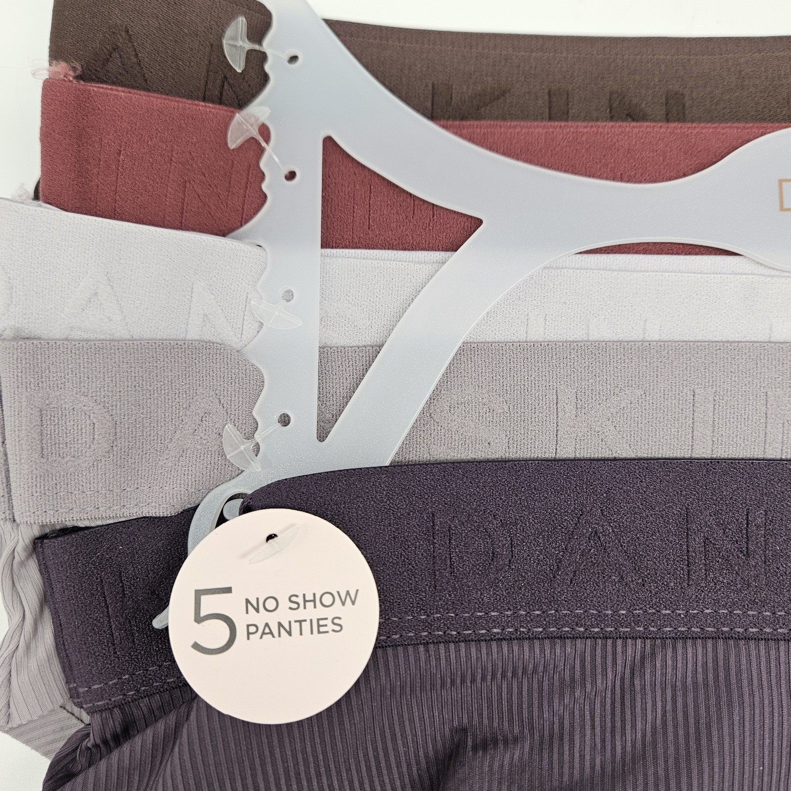 DANSKIN 5 Pack Womens S M L No Show Lasercut Panties Brown Red Brick Gray Purple