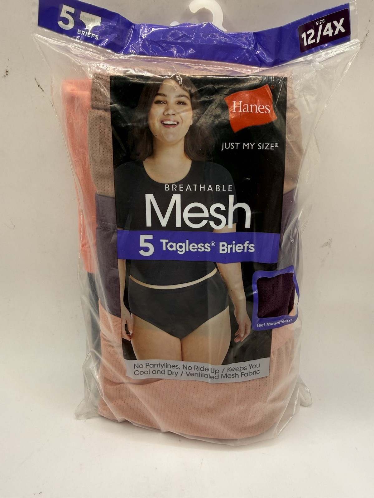 Hanes Women’s Breathable Mesh Tagless Briefs – 5 Pack – Size 12/4X New