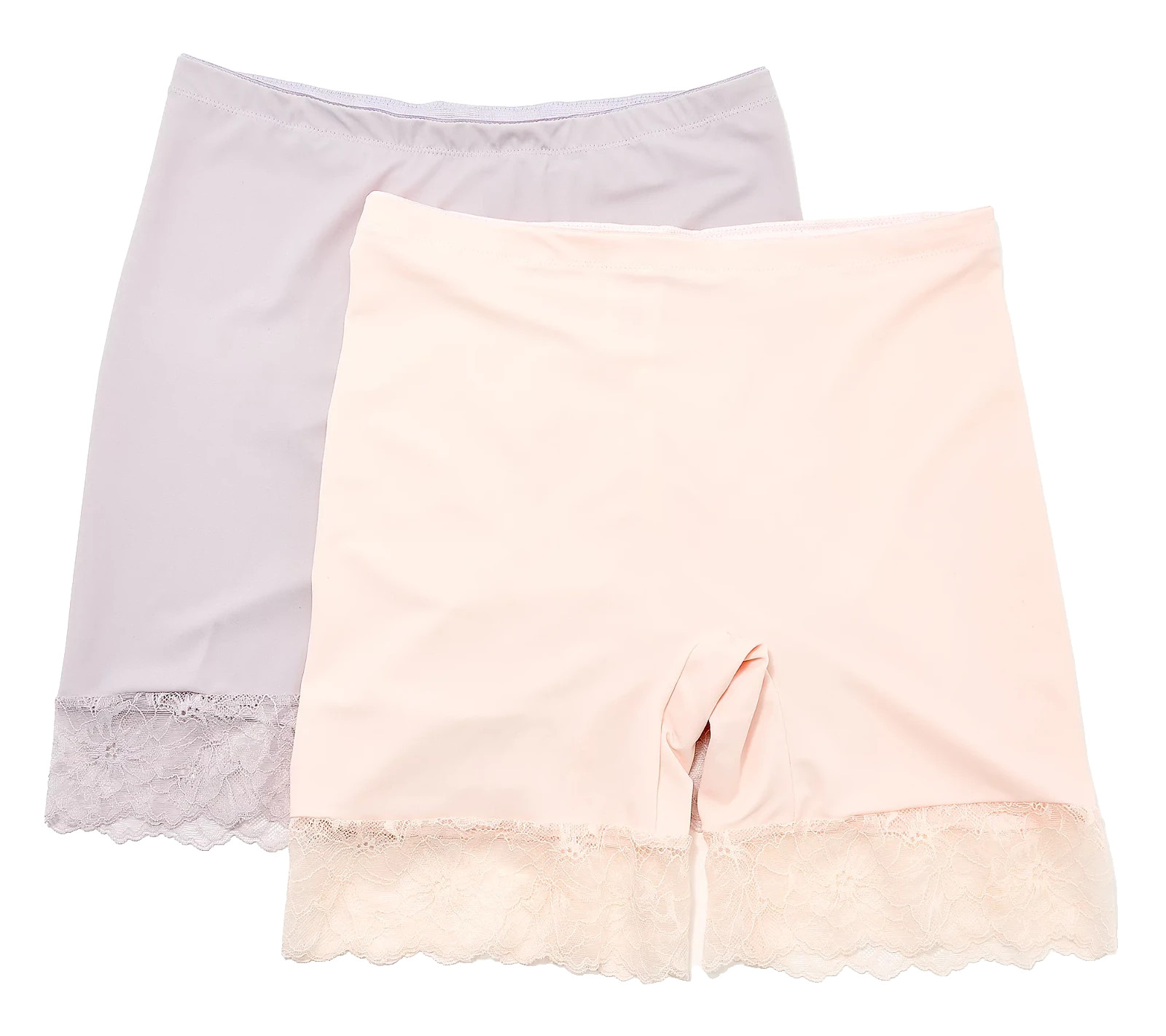 Breezies~Set of 2~Slip Short with Lace Trim~Medium~Blush/Grey~A678634 11599