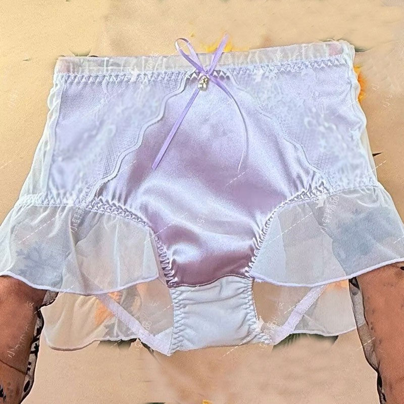 Oversize Womens Sweet Sheer Panties Briefs Princess Ruffles Underwear Underpants