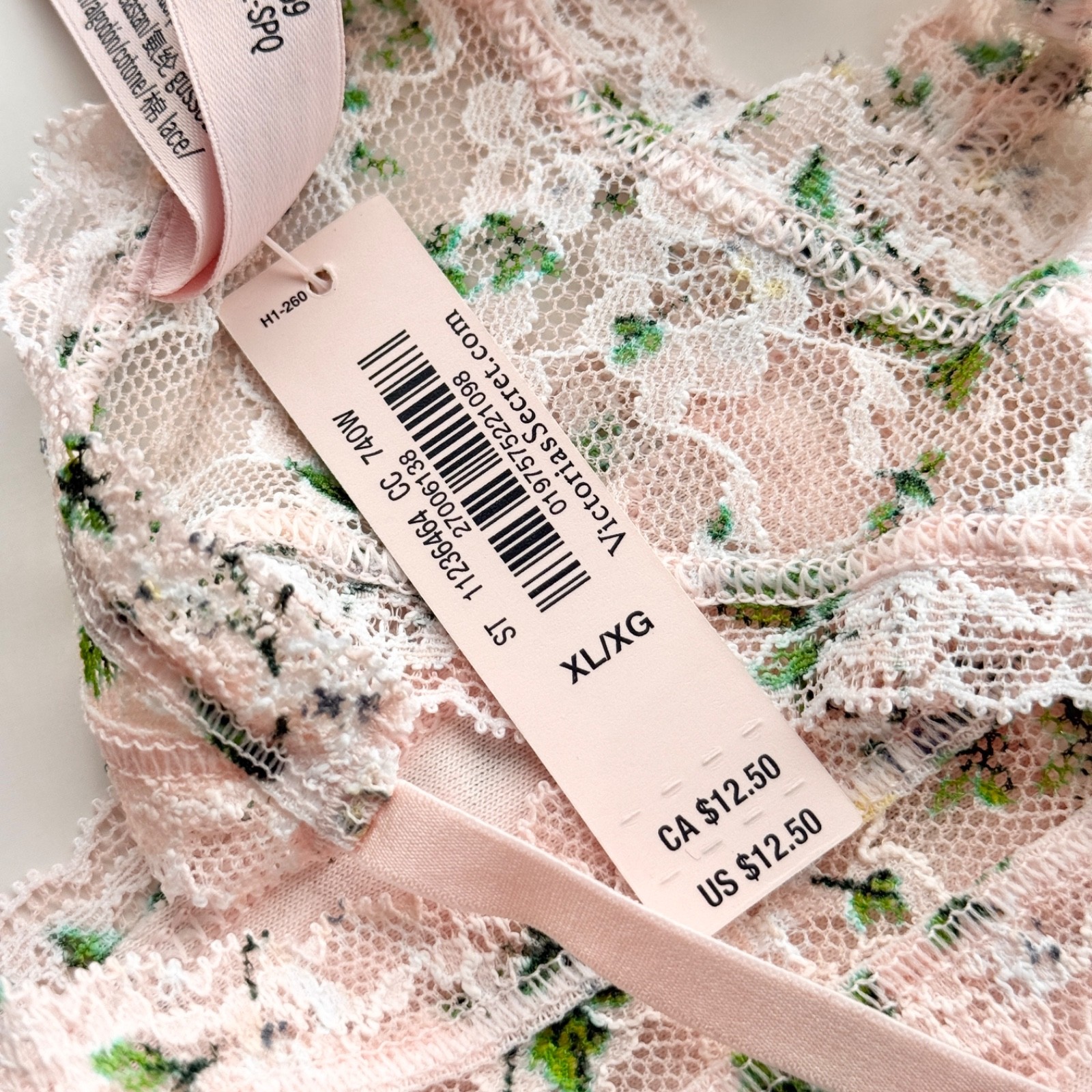 Victoria’s Secret The Lacie Lace String Thong Panty Purest Pink Floral SZ XL