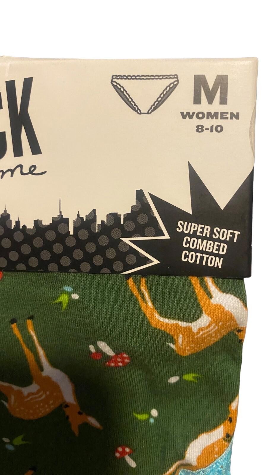 Sock It To Me Green Deer Ladies Panty Low Rise Bikini Cotton Lace Trim XL
