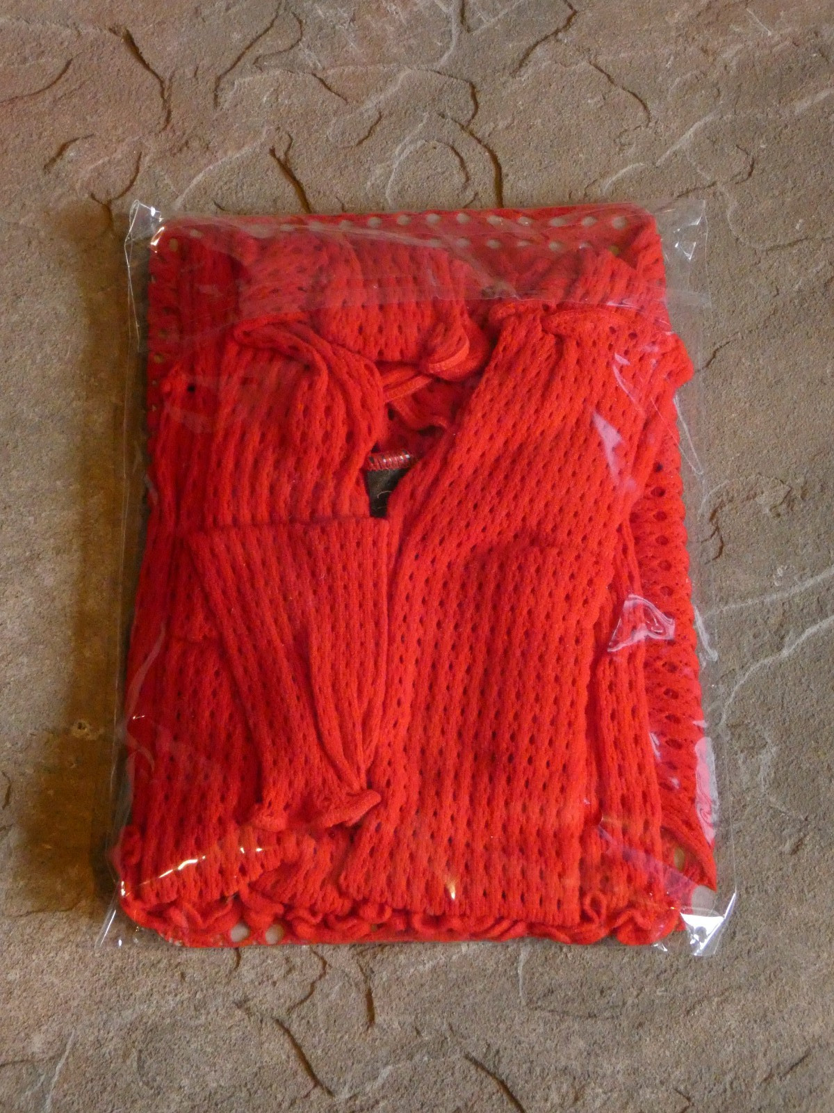 Rene Rofe 2 Piece Fishnet Long Sleeve & Mini Skirt Set Red One Size