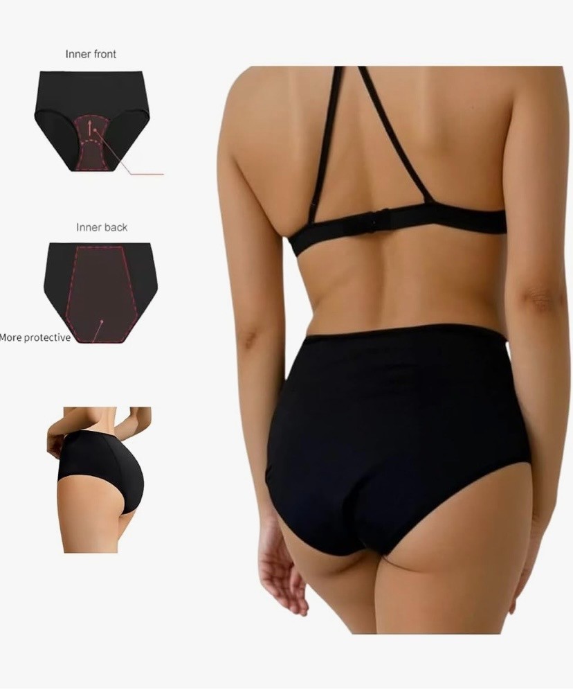 GOLDYN POPPY PERIOD UNDERWEAR, 3 PACK, BLACK, NEW, MID-RISE HIPSTER, HIGH ABSORB