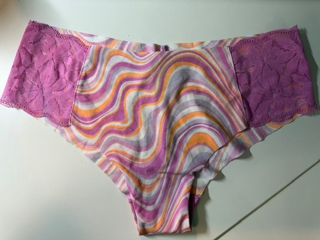 NWT Victoria’s Secret PINK Size L Large Pink Orange Lace Side Cheeky Panty