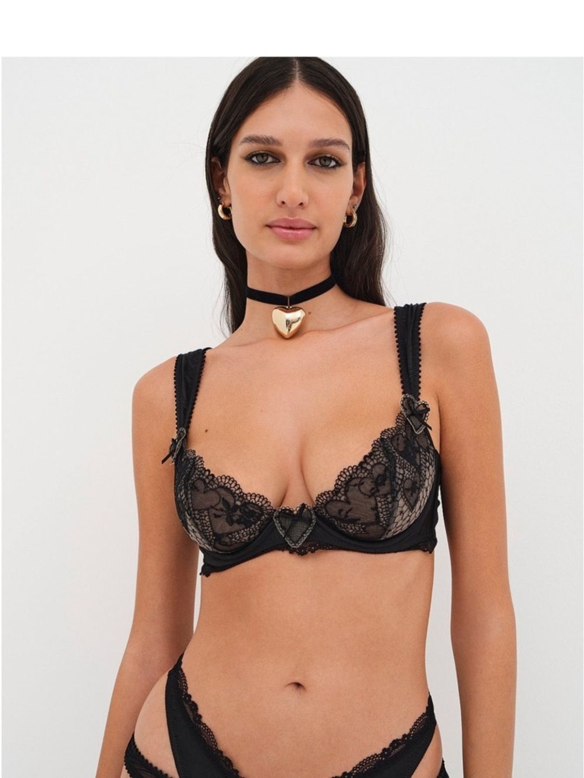 For Love & Lemons Black Lace Double-Strap Thong Brie Panty | Medium (M) | NWT