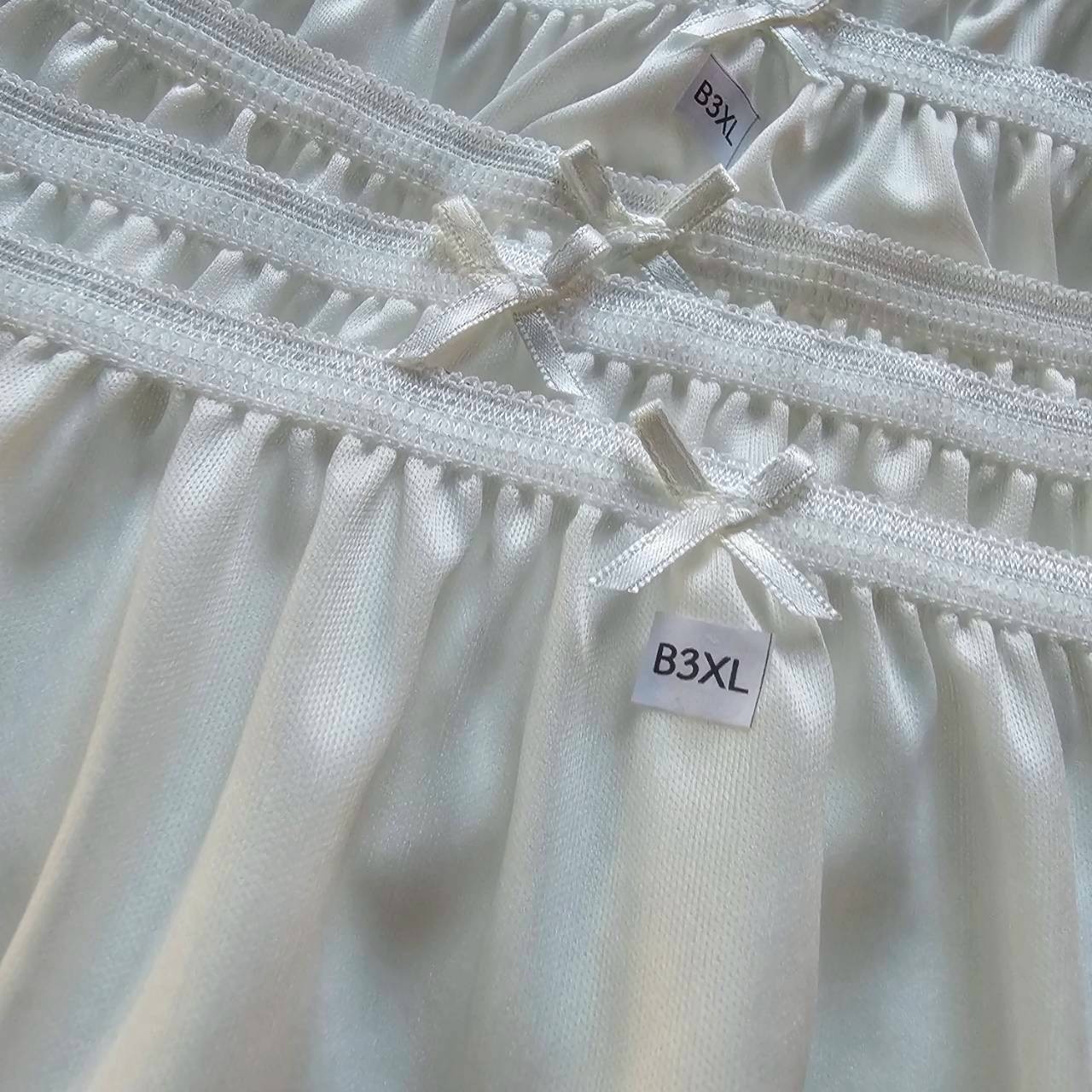 6pcs Bikini Plus Underwear Nylon Woman Panties Soft Mid-Waist Briefs/3XL/White