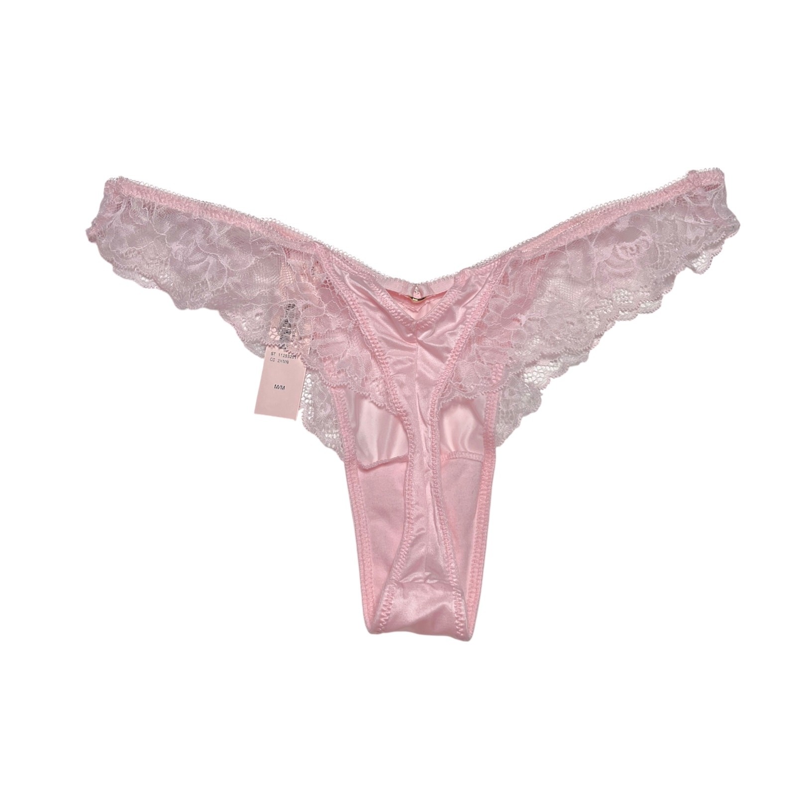 Victoria’s Secret Rose Lace-Trim High-Leg Thong Panty Angel Pink Size Medium
