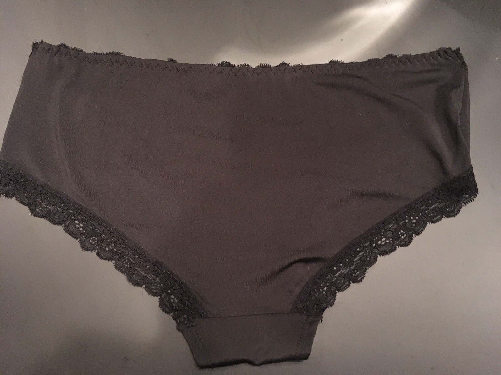 Vtg M French Cut Black Bikini Hiphugger Panties W Lace Trim