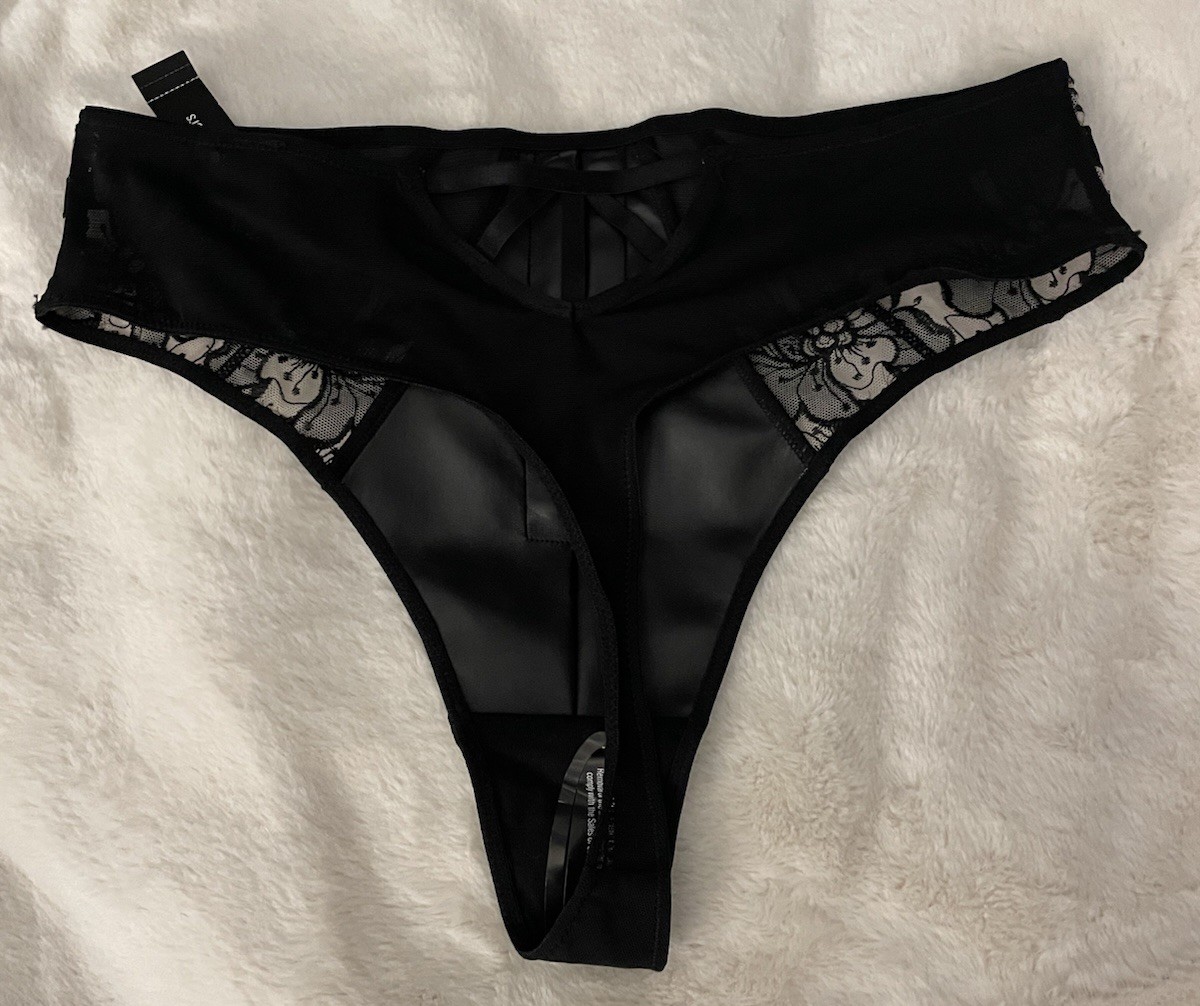 ANN SUMMERS .DARK SIDE – HIGH WAIST Thong SIZE 10 – New Tags – RRP £15 -Part PU