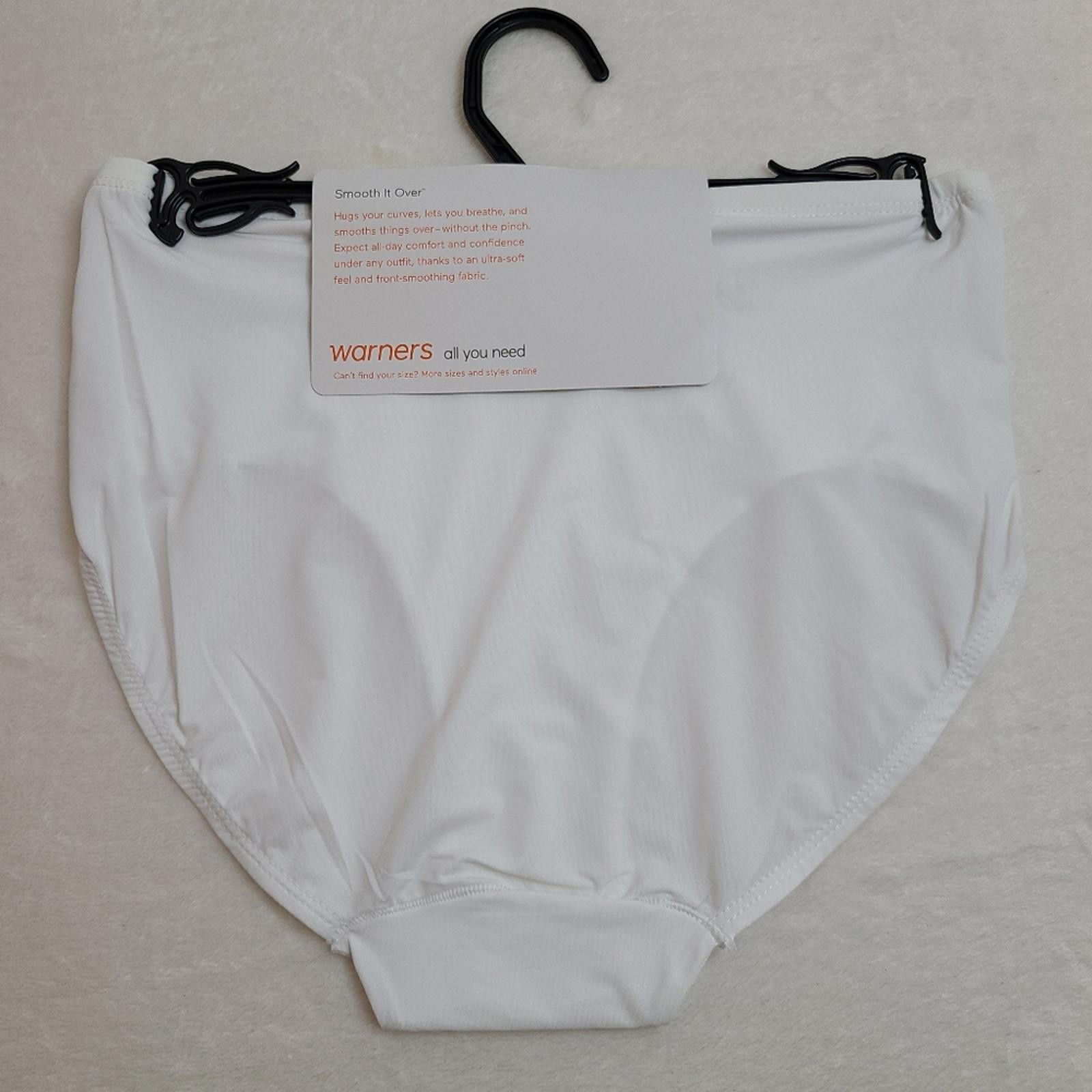 Warners Smooth It Over Silky Nylon Hi-cut Bikini Panty Size M White