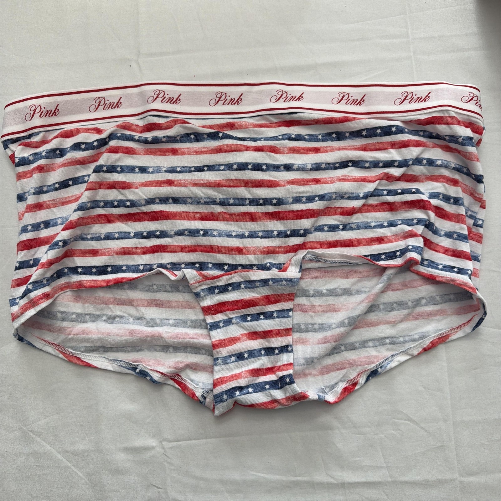 PINK Victoria’s Secret Boyshort Panties Womens XXL Red White Blue Patriotic NWT