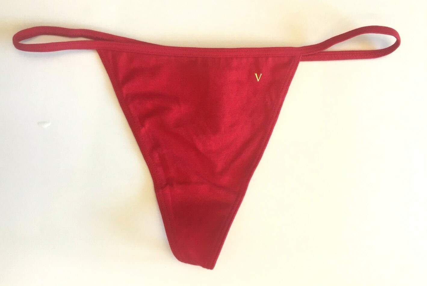 Victorias Secret Lipstick Red V-String Thong Panties Size M Sexy Cotton Modal