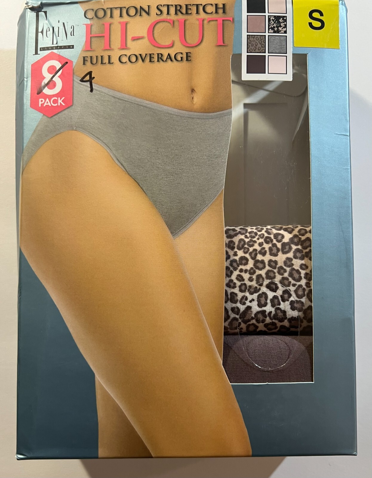 New Felina Women’s Multicolor 4 Pack Hi Cut Full Coverage Stretch Hipster Size S