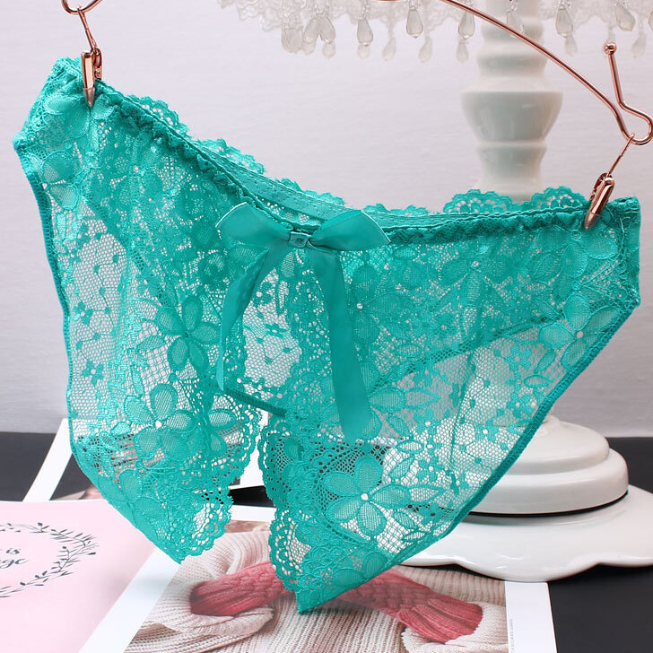 Sexy Women’s See Through Cheeky Panties Thongs Crotchles Lace Briefs Intimates
