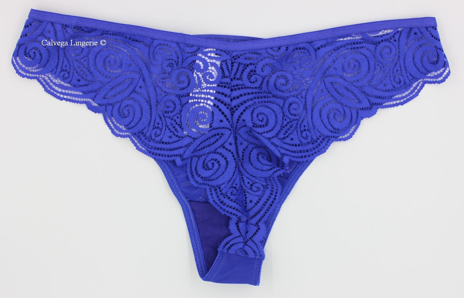 NWT Chantelle C14690 “Pyramide” Lace Tanga Panty, Royal Blue (071)