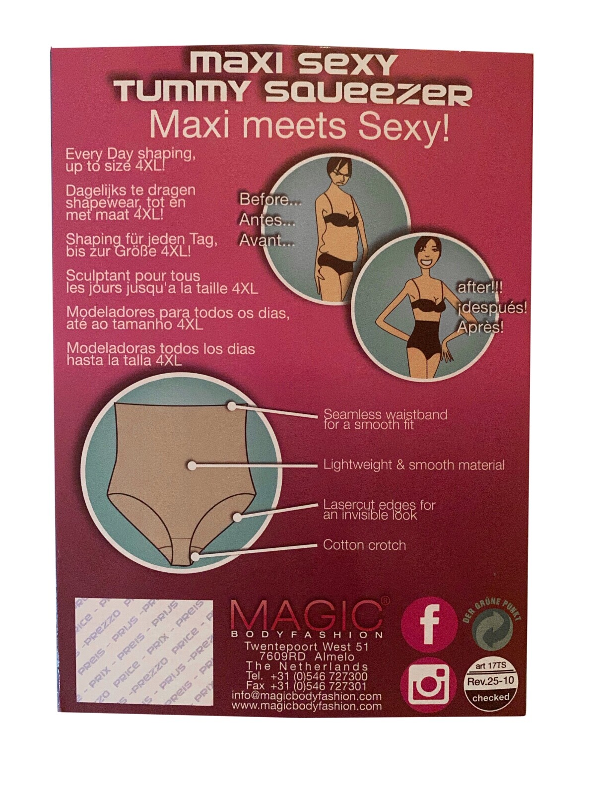 MAGIC Bodyfashion Bodice Brief MAXI SEXY TUMMY SQUEEZER Black Black Size XL New