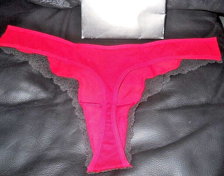 EXPRESS Red Cotton Spandex Thong Panty Lace Cotton Bikini~ Size- M~ *NEW in Box*