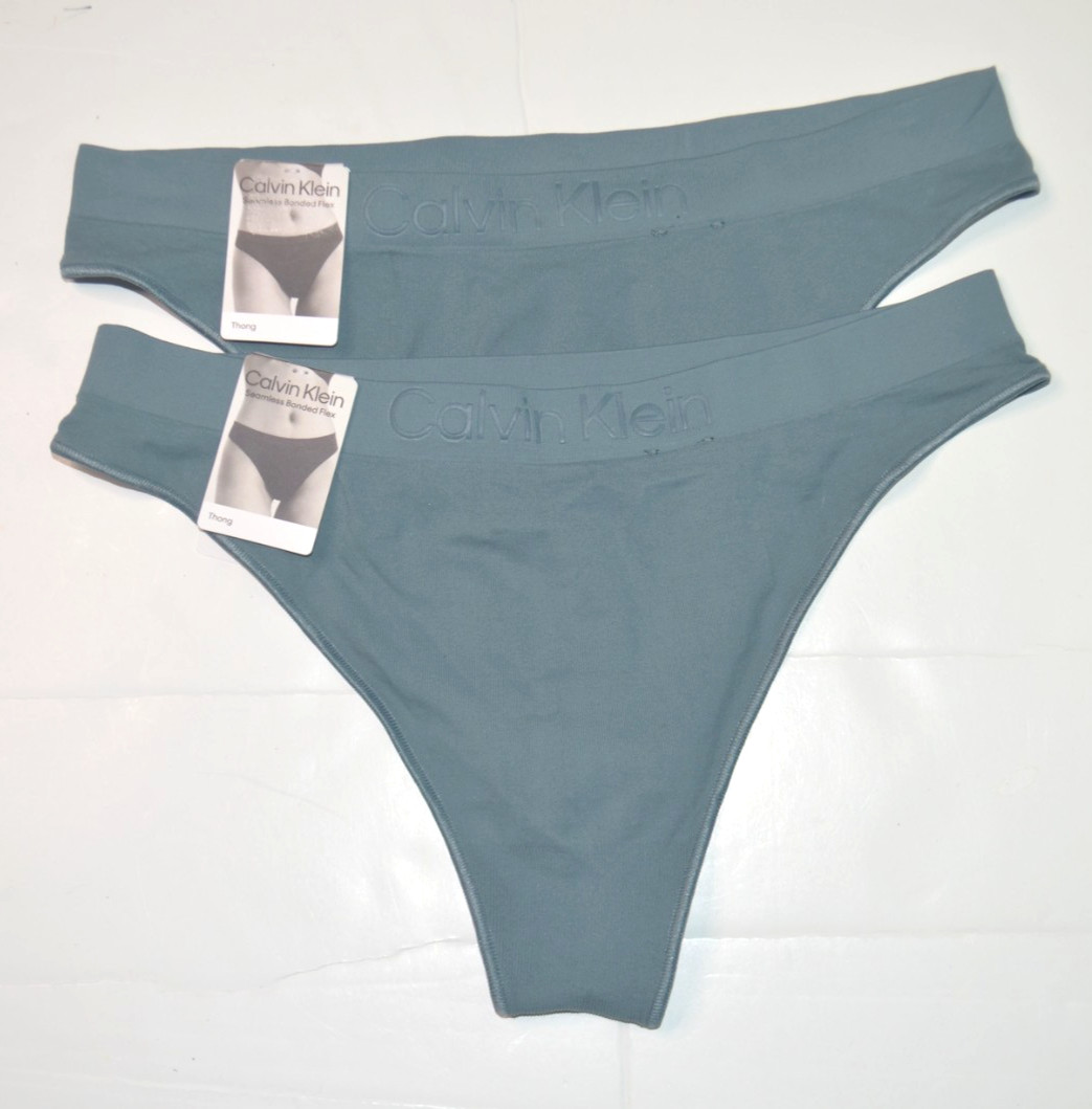 2 Pack NWT CALVIN KLEIN Bonded Flex Thong Stretch Underwear Sz M QD3958
