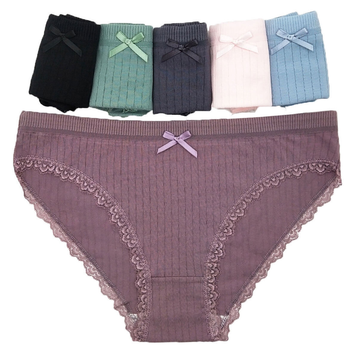6 Pack Womens Cotton Knickers Sexy Bikini Underwear Seamless Panties Lingeries