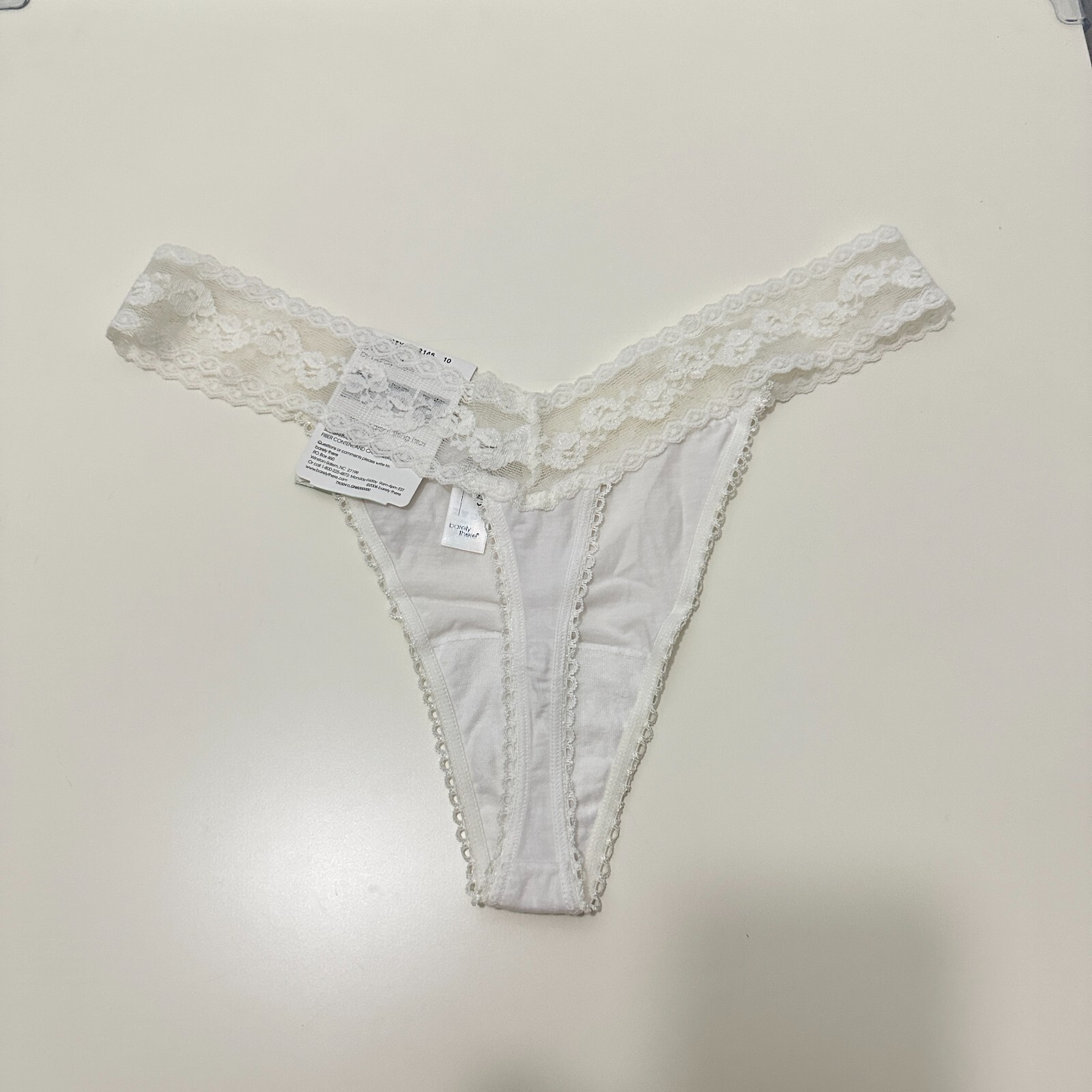 Barely There Flirtatious Thong Panty Lace Hi Cut White Size XL 8 NWT