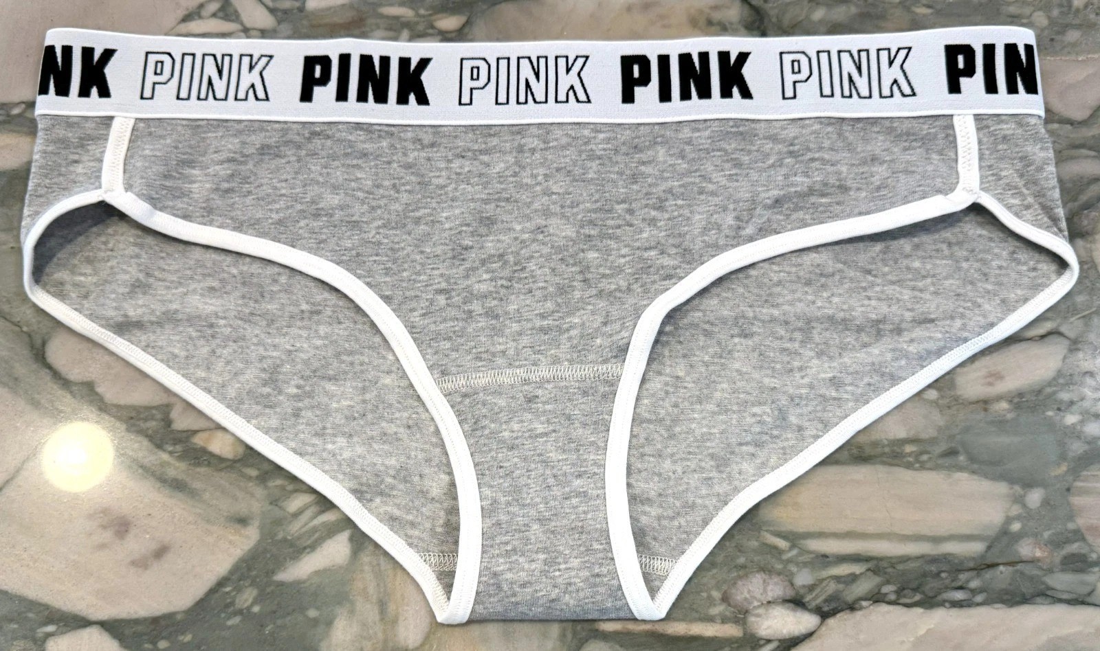NEW Victoria Secret PINK Cotton BLOCK Logo Hipster Panty – Heather Grey – XXL