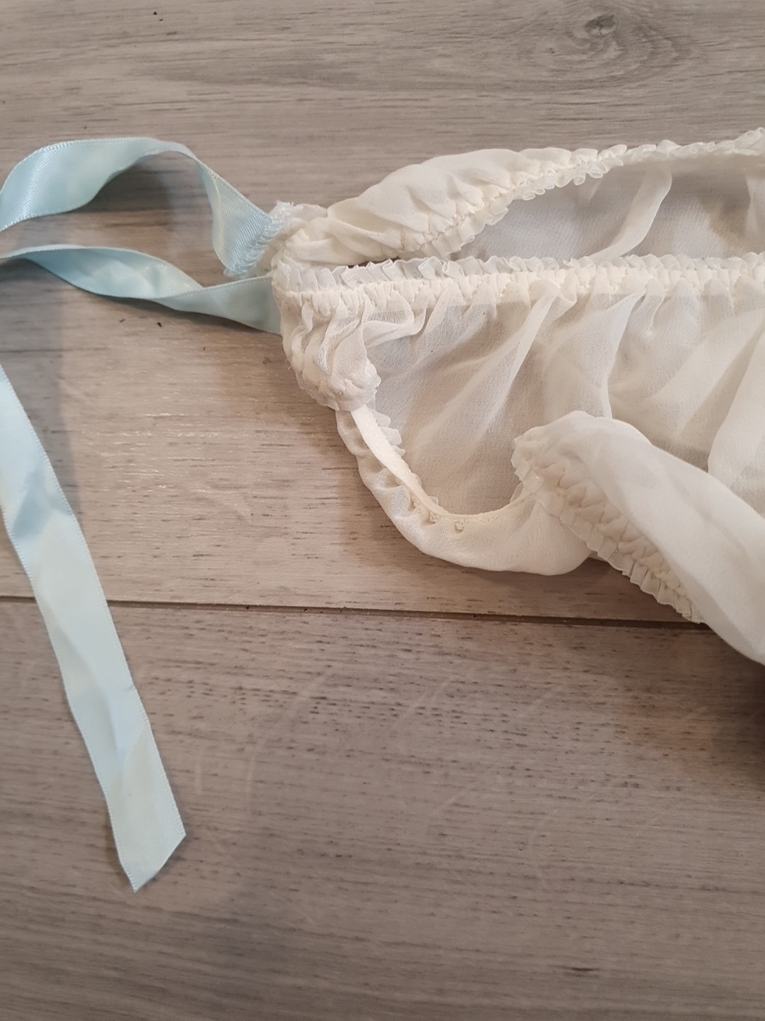 BNWT Next Ivory Chiffon & Blue Ribbon Embroidered Bridesmaid Panties Size 8