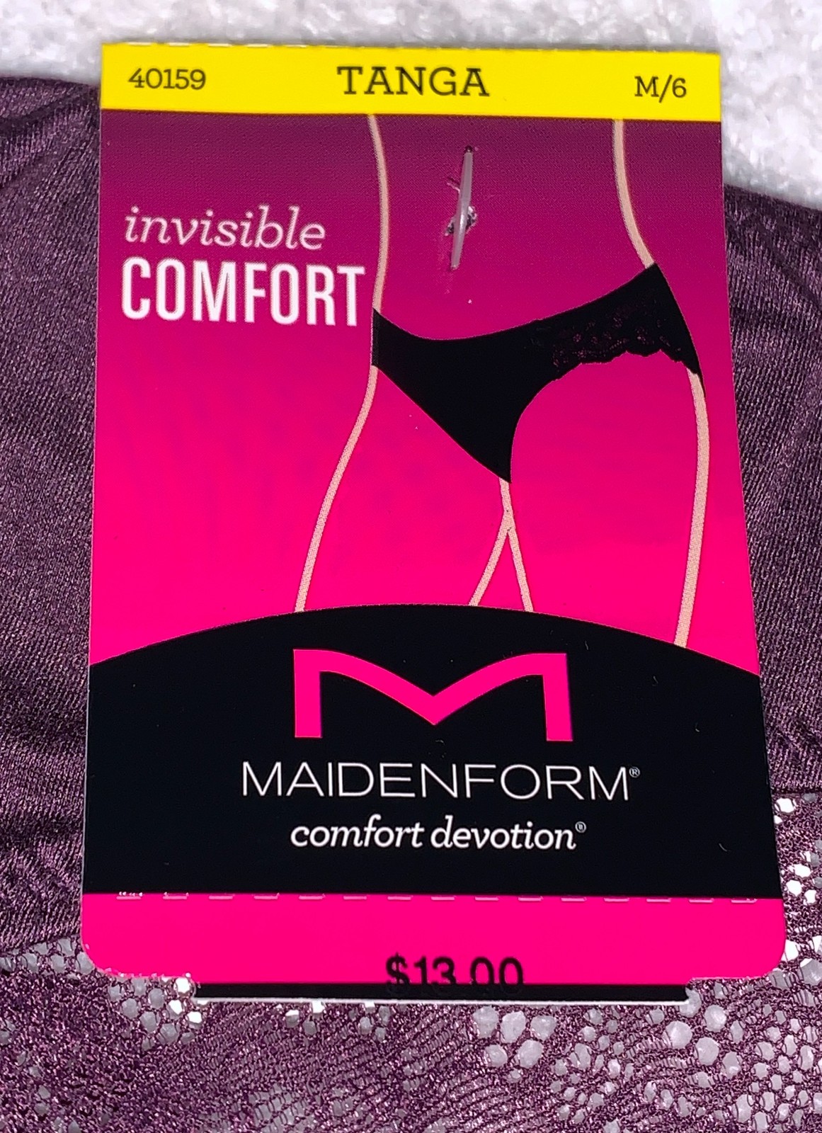 MAIDENFORM Comfort Devotion Lace Trim Quartz Purple Tanga Panty Womens L 7 XL 8