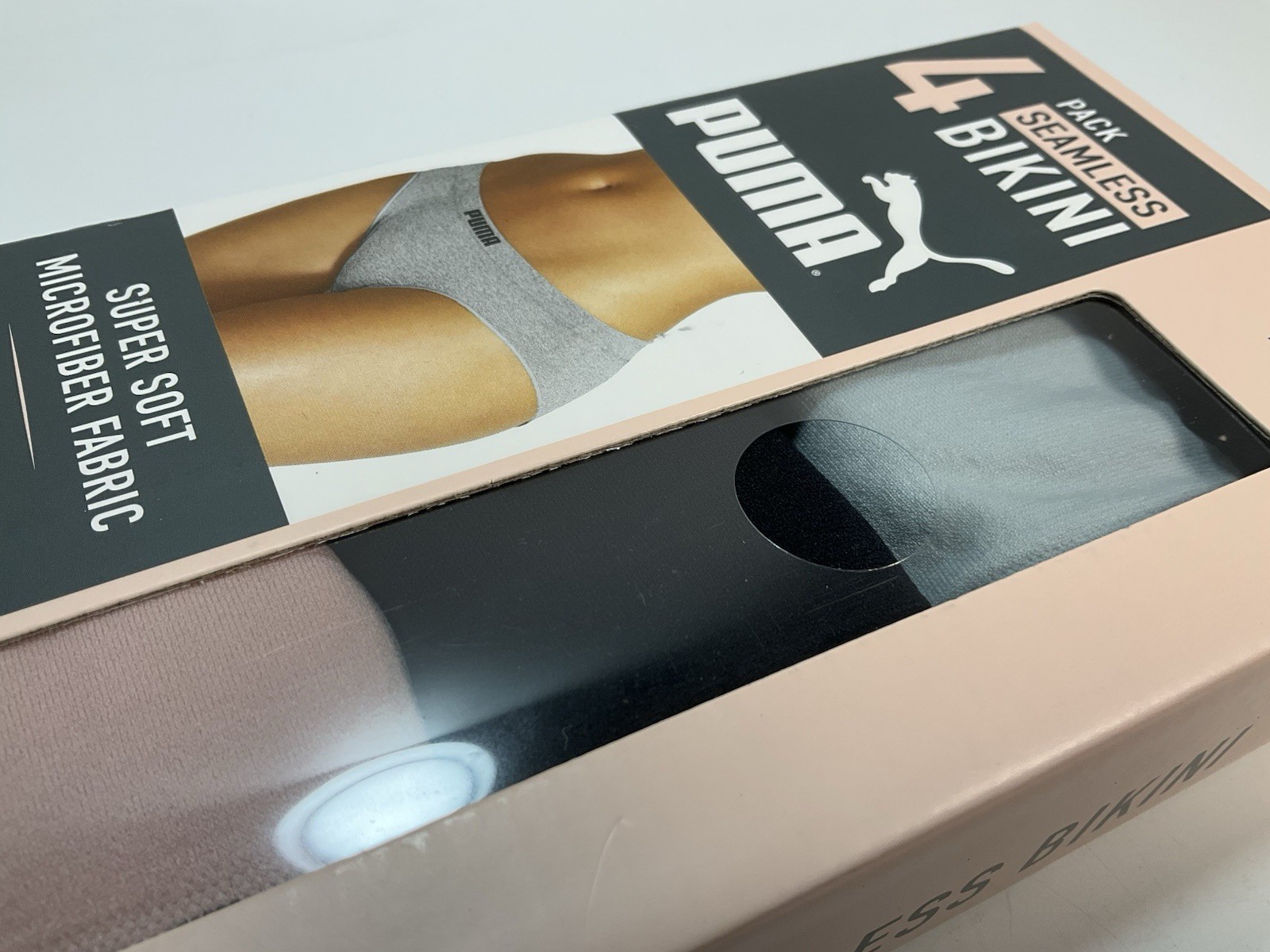 Puma Women’s 4-Pack Seamless Bikini Panties – Soft Ultra-Stretch, Size L