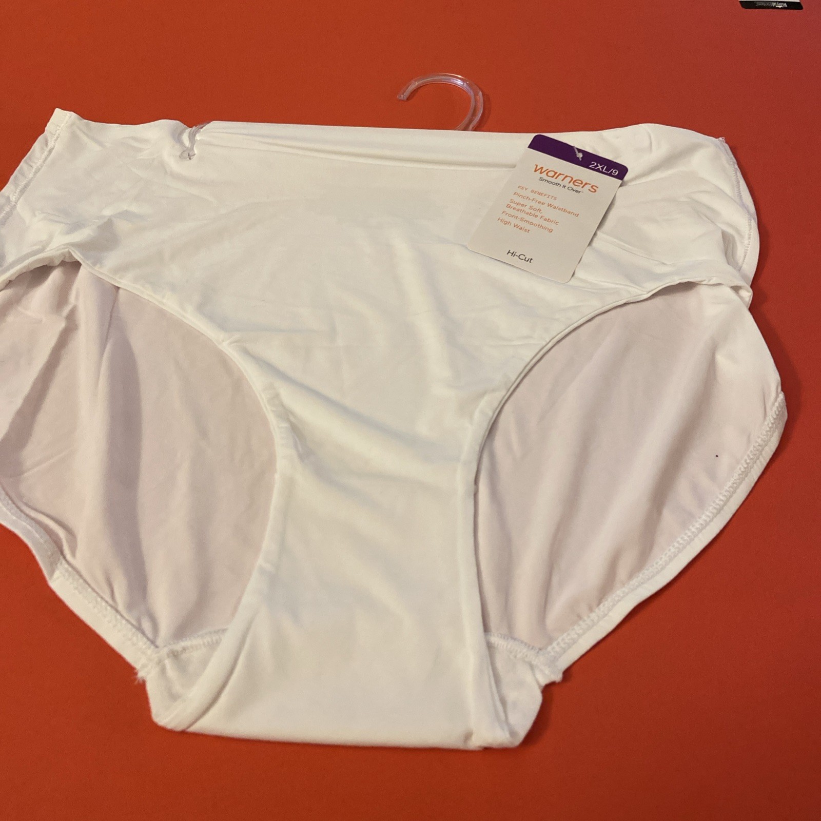 WARNERS WHITE SMOOTH IT OVER BRIEFS / 2XL