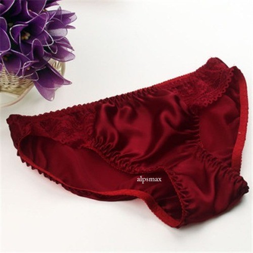 3 Pairs/lot Womens 100% Silk Sexy Panties Bikinis Underwear Knickers High-cut