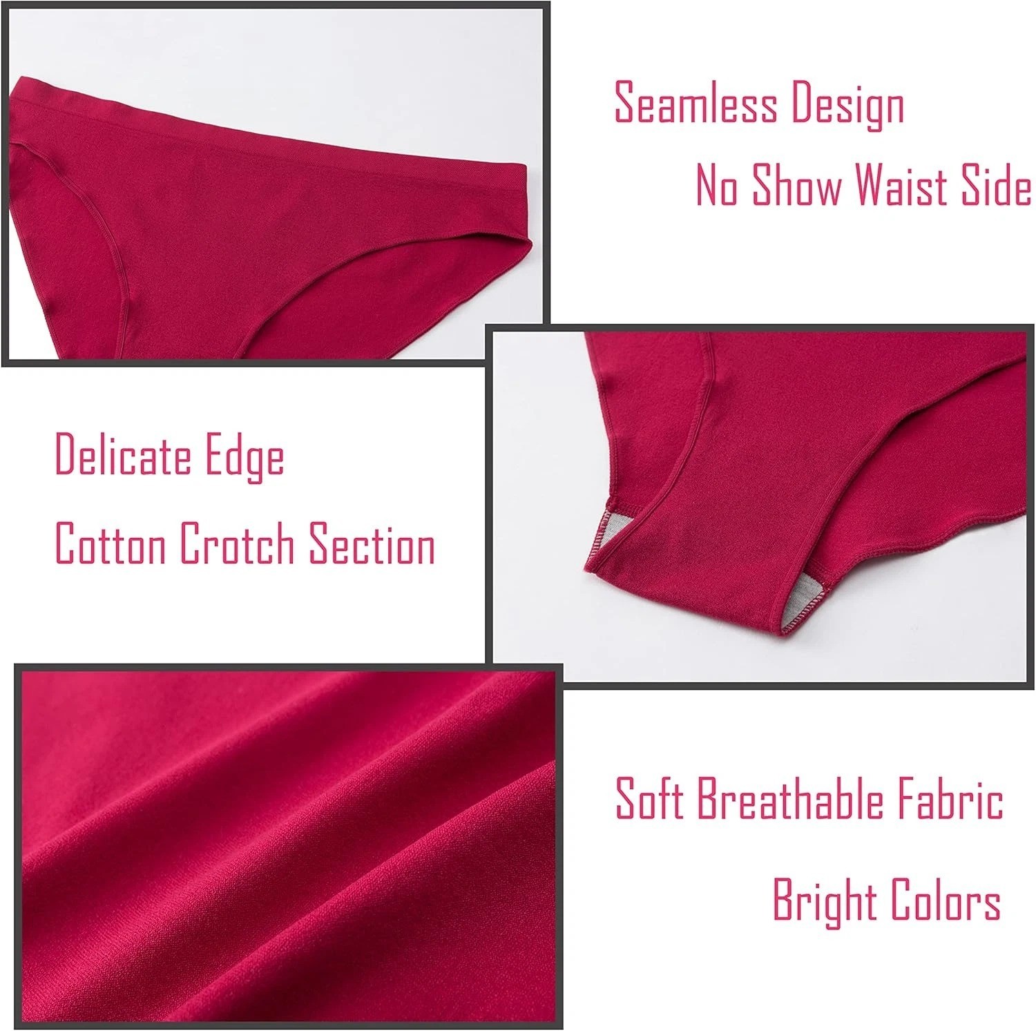 Bikini Underwear for Women Cheeky Panties Soft No Show Seamless Hipster 5 Pack L