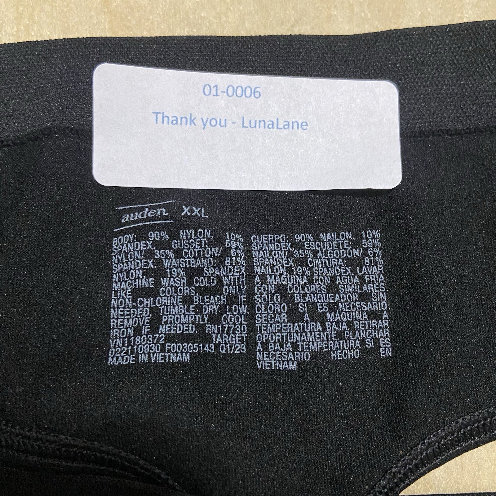 Auden Women’s Size 2XL (17) Seamless Cotton Blend Thong Panties 4 Pack in Black