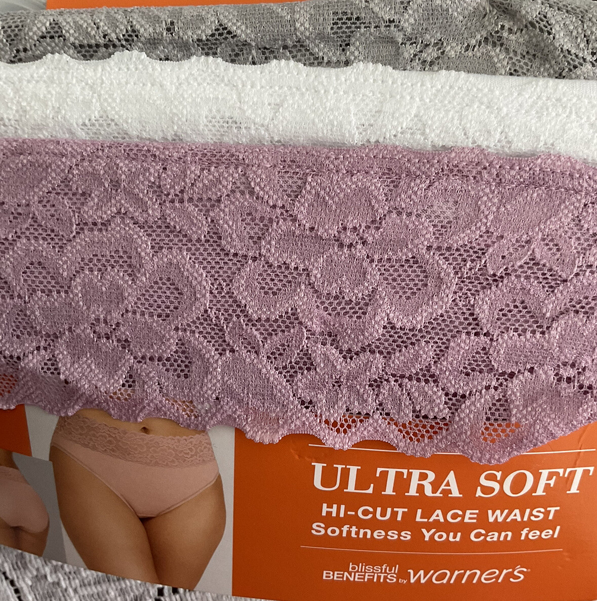 Women Warner’s Ultra Soft Hipster Lace Waist Lace 3 Panty 3XL/10 Assorted New
