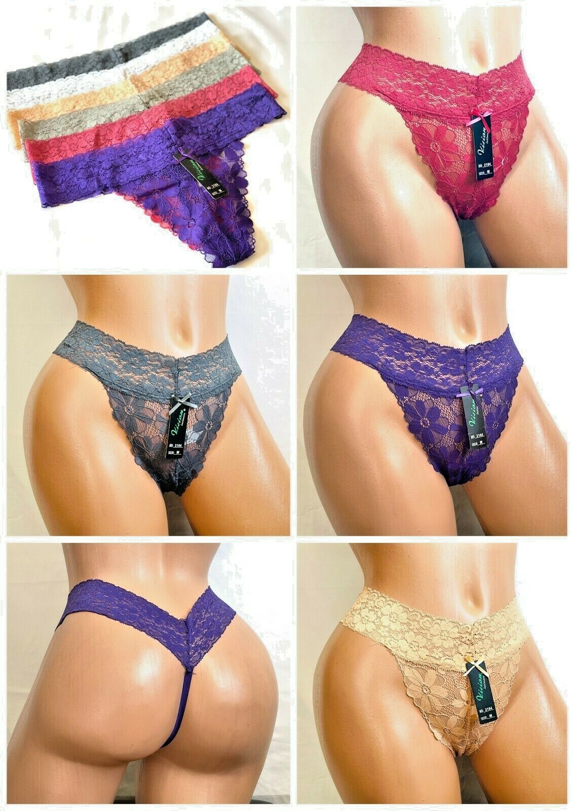 Women’s Thong Tangas Undies PANTIES 6 OR 12 lace sexy UNDERWEAR G-STRING 04 S-XL