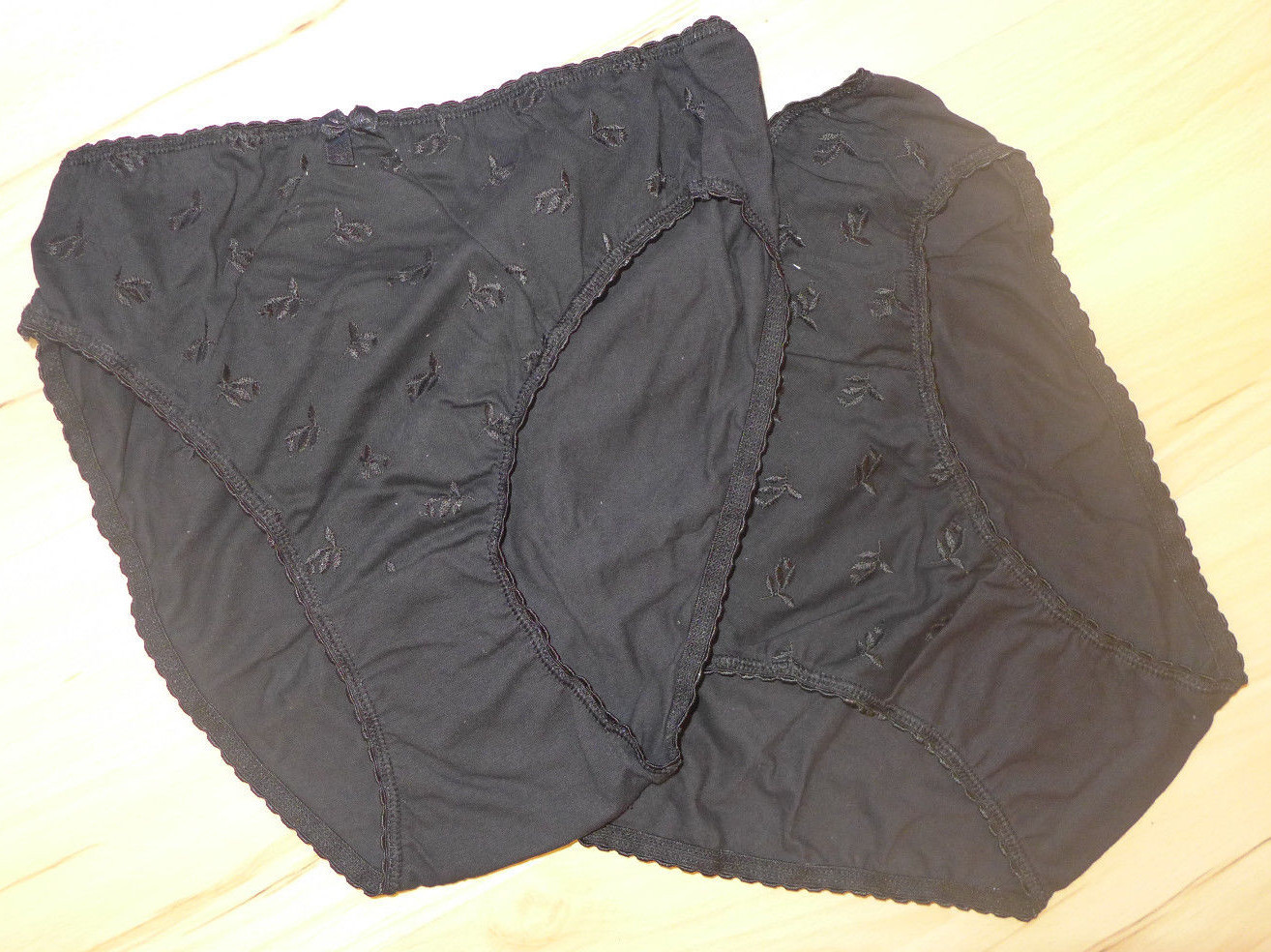 Ladies’ briefs waist briefs 2 pack underpants black with embroidery 38 40 42 44 46