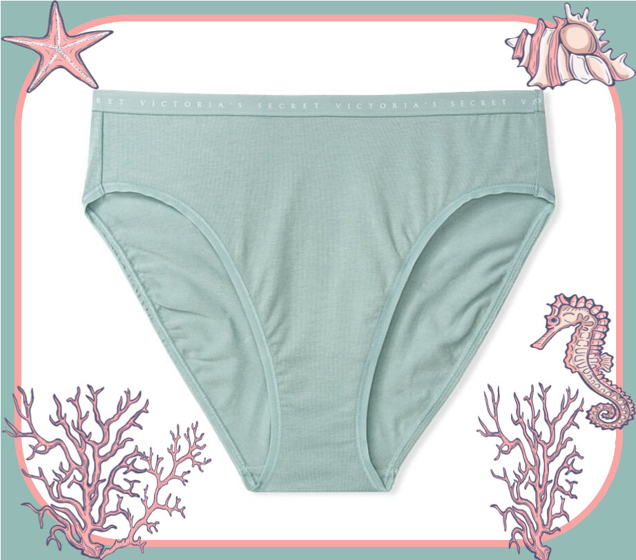 L XL XXL Sage Green Stretch Cotton Victorias Secret High Leg Waist Brief Pantie