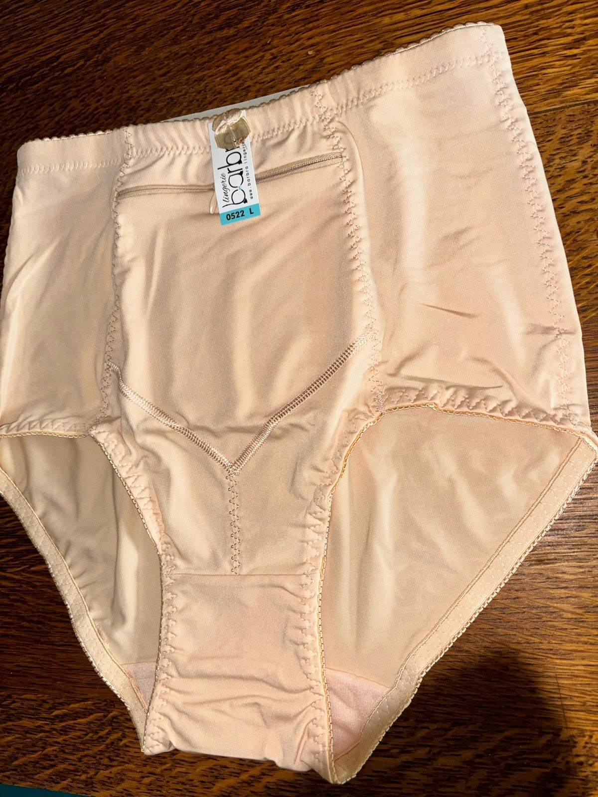 Barbra’s Women’s Travel Pocket Underwear Girdle Brief Panties Sz L Beige 2 Pair