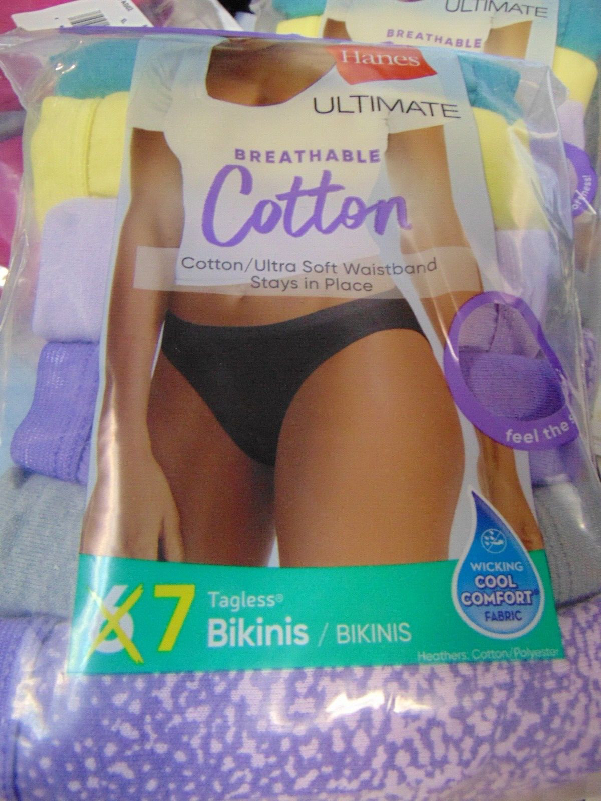 Hanes Womens Ultimate Breathable Cotton Bikini 7 Pack Multicolor 7/L