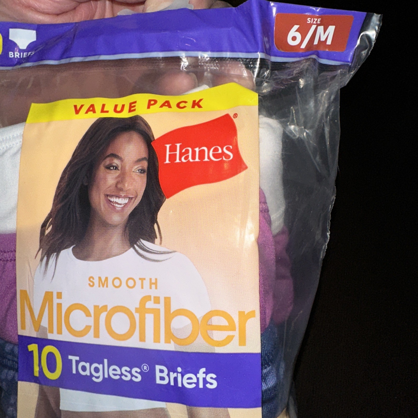 Hanes Women’s Microfiber Tagless Briefs 10 Pack Size 6/M #MX40AS