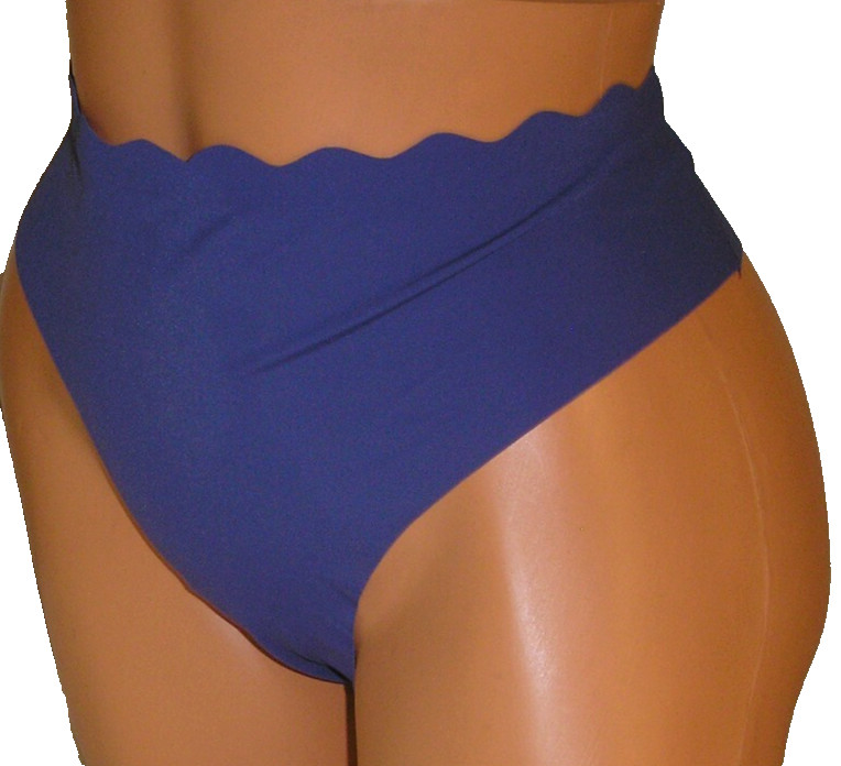 Lettuce Edge Heart Cutout Back Dark Blue Thong Panties Lingerie, XXL Adult Gift