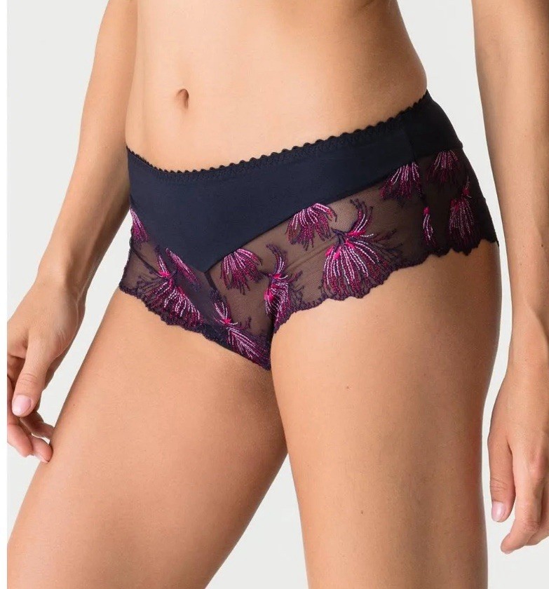NEW Prima Donna Panties Sz 8 Fireworks Luxury Thong Embroidered Lace Black Pink
