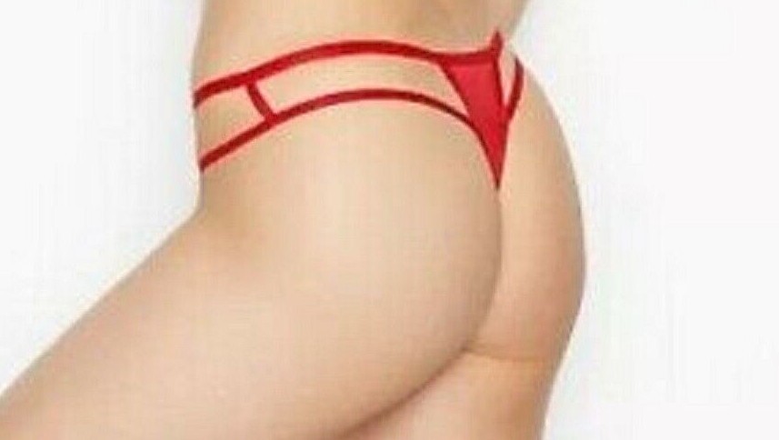Victorias Secret Red Silky Solid Strappy Thong Panties XS-M-L Square Accents NWT